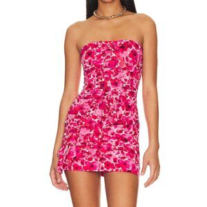MORE TO COME Natalie Strapless Mini Dress Pink Floral Size Small